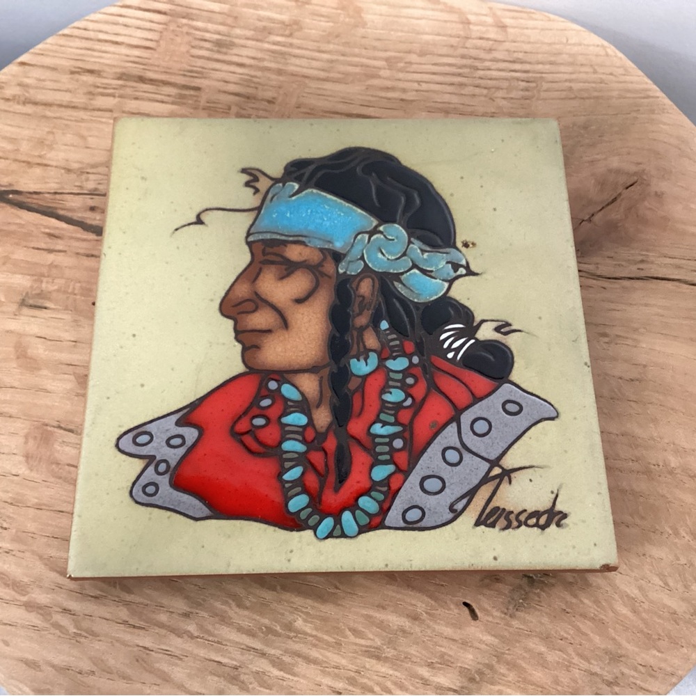 🔴 Vintage - Artist Cleo Teissedre - Kiln Fired - Hand Painted - Ceramic Tile - Picture 6 of 14